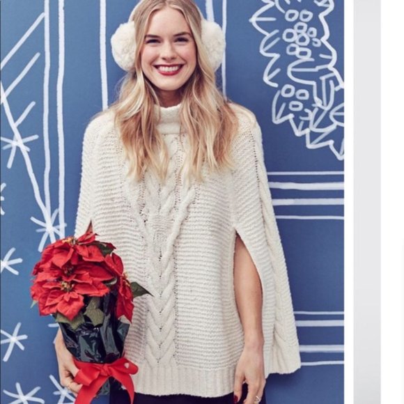 NWT Draper James Cable Sweater Cape XS/S - Picture 1 of 6